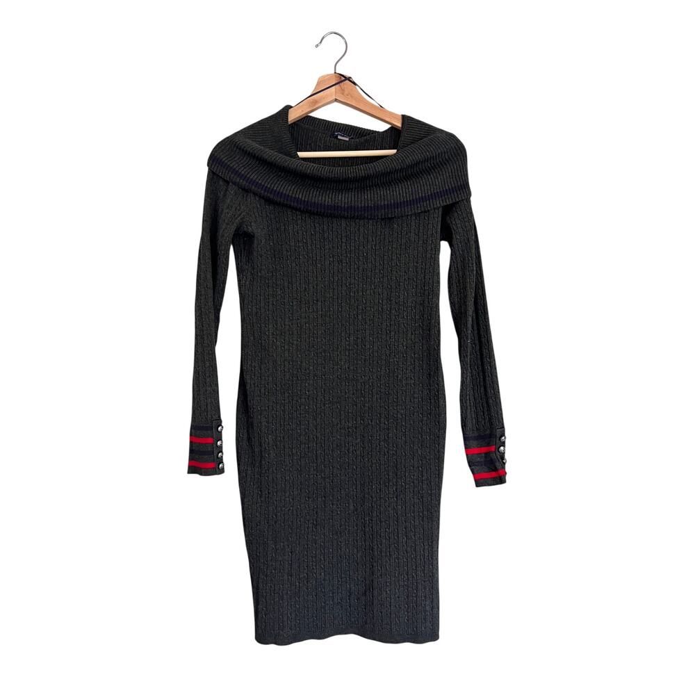Cowl Neck Tommy Hilfiger Gray Cable Knit Sweater Dress M